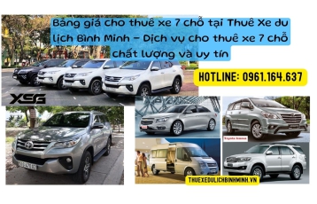 Bảng giá cho thuê xe 7 chỗ tại Thuê Xe du lịch Bình Minh - Dịch vụ cho thuê xe 7 chỗ chất lượng và uy tín