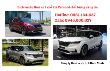 Dịch vụ cho thuê xe 7 chỗ Kia Carnival chất lượng và uy tín từ công ty thuê xe du lịch Bình Minh